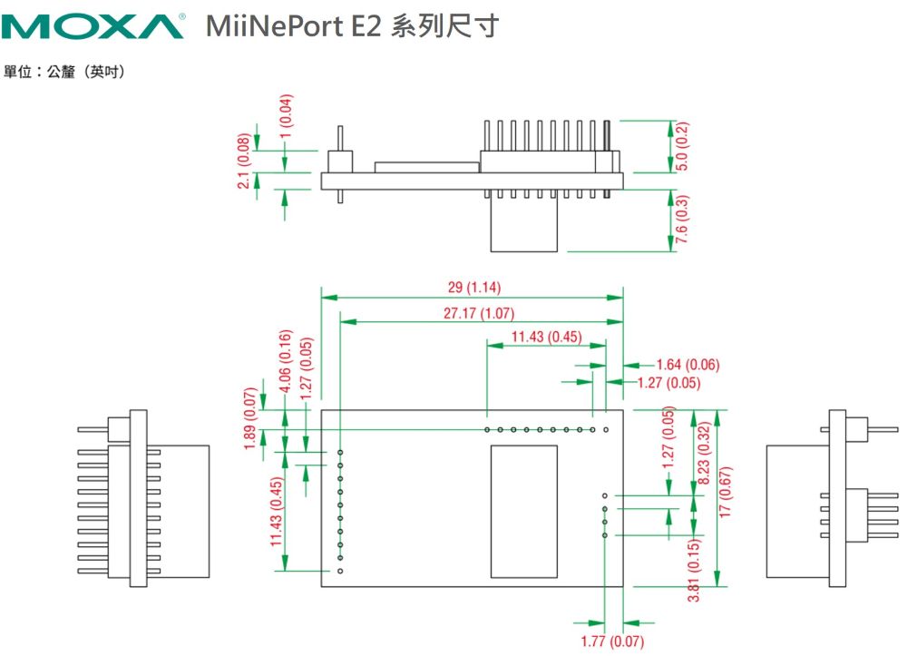 Moxa Moxa MiiNePort E2尺寸